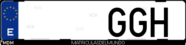 Imágen de matrícula de coche con letras GGH de España