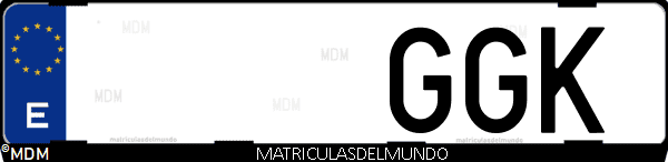 Imágen de matrícula de coche con letras GGK de España
