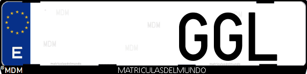 Imágen de matrícula de coche con letras GGL de España