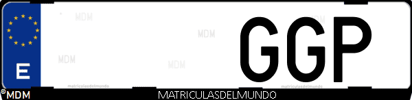 Imágen de matrícula de coche con letras GGP de España