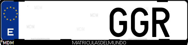 Imágen de matrícula de coche con letras GGR de España