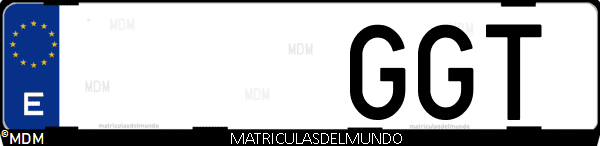 Imágen de matrícula de coche con letras GGT de España