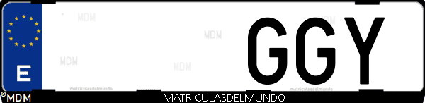 Imágen de matrícula de coche con letras GGY de España