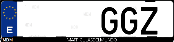 Imágen de matrícula de coche con letras GGZ de España