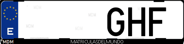 Imágen de matrícula de coche con letras GHF de España