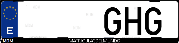 Imágen de matrícula de coche con letras GHG de España