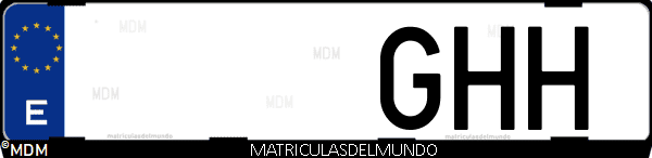 Imágen de matrícula de coche con letras GHH de España