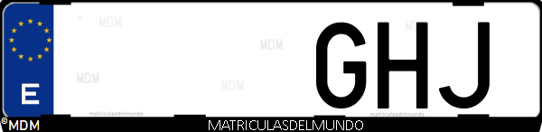 Imágen de matrícula de coche con letras GHJ de España