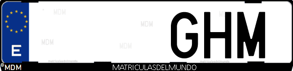 Imágen de matrícula de coche con letras GHM de España