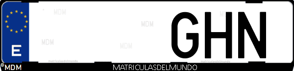 Imágen de matrícula de coche con letras GHN de España