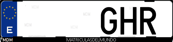 Imágen de matrícula de coche con letras GHR de España