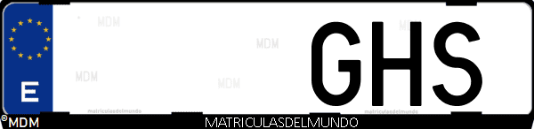 Imágen de matrícula de coche con letras GHS de España