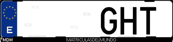 Imágen de matrícula de coche con letras GHT de España