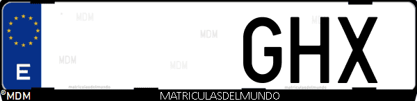 Imágen de matrícula de coche con letras GHX de España