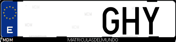 Imágen de matrícula de coche con letras GHY de España