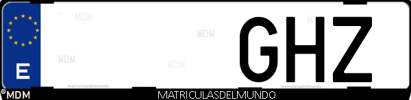 Imágen de matrícula de coche con letras GHZ de España