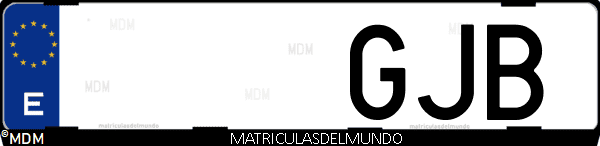 Imágen de matrícula de coche con letras GJB de España