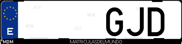 Imágen de matrícula de coche con letras GJD de España