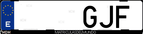 Imágen de matrícula de coche con letras GJF de España