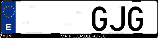 Imágen de matrícula de coche con letras GJG de España
