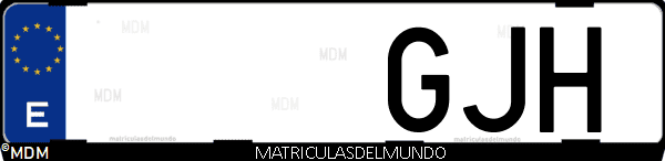 Imágen de matrícula de coche con letras GJH de España