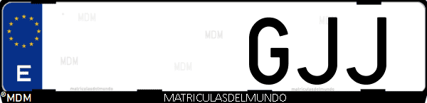 Imágen de matrícula de coche con letras GJJ de España