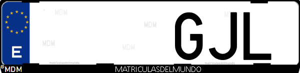 Imágen de matrícula de coche con letras GJL de España