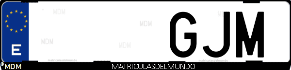 Imágen de matrícula de coche con letras GJM de España