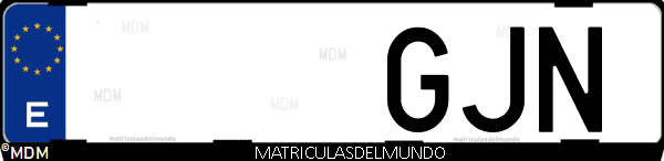 Imágen de matrícula de coche con letras GJN de España