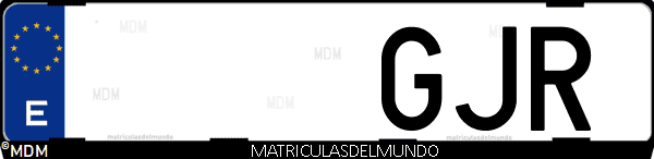 Imágen de matrícula de coche con letras GJR de España