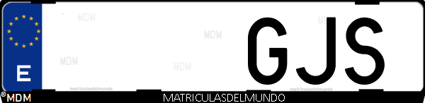 Imágen de matrícula de coche con letras GJS de España