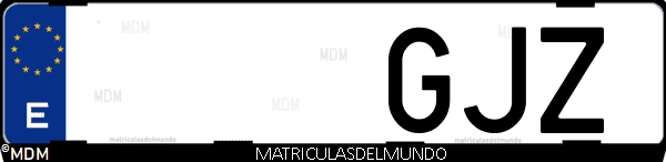 Imágen de matrícula de coche con letras GJZ de España
