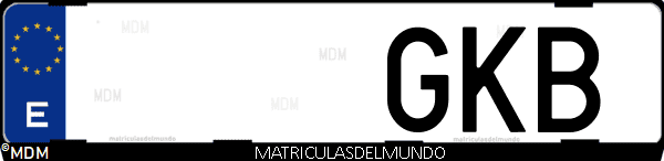 Imágen de matrícula de coche con letras GKB de España