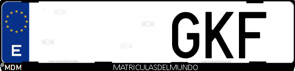 Imágen de matrícula de coche con letras GKF de España