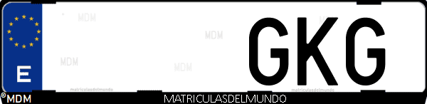 Imágen de matrícula de coche con letras GKG de España