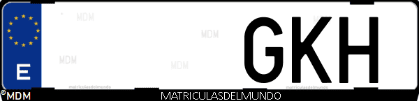 Imágen de matrícula de coche con letras GKH de España