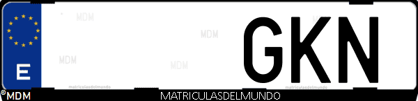 Imágen de matrícula de coche con letras GKN de España