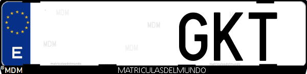 Imágen de matrícula de coche con letras GKT de España