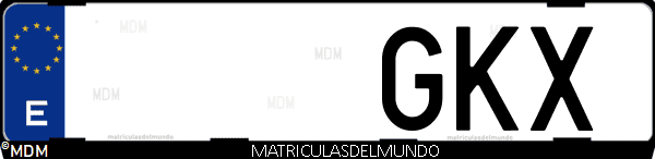 Imágen de matrícula de coche con letras GKX de España