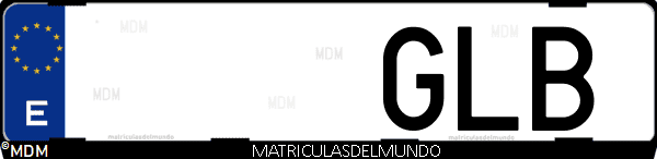Imágen de matrícula de coche con letras GLB de España