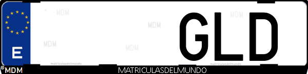 Imágen de matrícula de coche con letras GLD de España