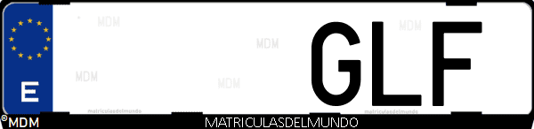Imágen de matrícula de coche con letras GLF de España