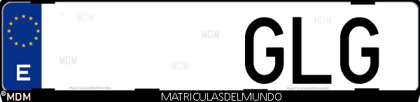 Imágen de matrícula de coche con letras GLG de España