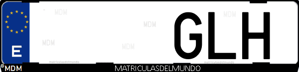 Imágen de matrícula de coche con letras GLH de España