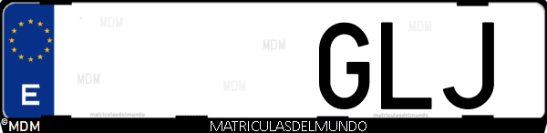 Imágen de matrícula de coche con letras GLJ de España