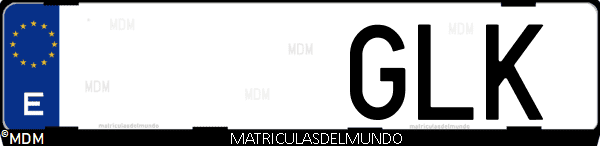 Imágen de matrícula de coche con letras GLK de España