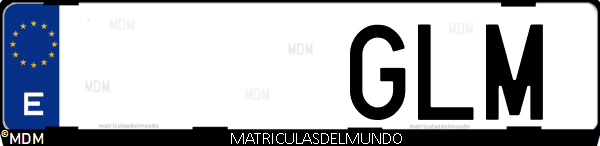 Imágen de matrícula de coche con letras GLM de España