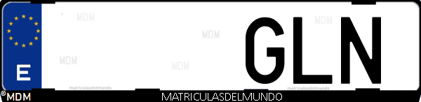 Imágen de matrícula de coche con letras GLN de España