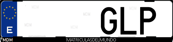 Imágen de matrícula de coche con letras GLP de España