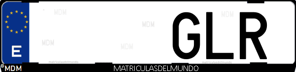 Imágen de matrícula de coche con letras GLR de España